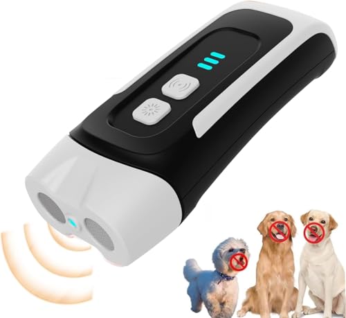 WARDBES Antiladridos para Perros, portátil ultrasónico para Perros, Ajustable frecuencia antiaboiement pour Chien para Perros Grandes, medianos pequeños, Perros (Negro)