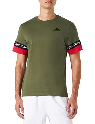 Kappa Baxum Logo Tee T-Shirt Homme, Caqui/Rojo, M