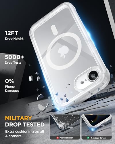 Image of Miracase for iPhone 17e Case & iPhone 16e Case, Full-Body Phone with Built-in Glass Screen Protector, [Magnetic with MagSafe] Military Drop Proof 17 E / 16 E Cover Bumper 6.1 inch, Matte Clear