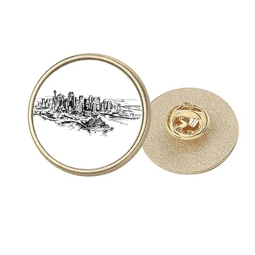 Broche ronde opéra de Sydney en métal doré pour femme et homme