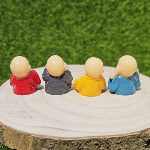 Image of Miniature Buddha Set of 4 | Resin Buddha Figurines for Miniature Garden Decor Dollhouse Accessories Home Temple Desk Decor & Thoughtful Gift