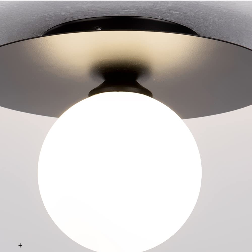 Lampa sufitowa Globe z matowym szkłem, półwpuszczane lampy sufitowe, metalowe oświetlenie korytarza, oświetlenie wnętrza jadalni, czarno-złote lampy wiszące do lampy