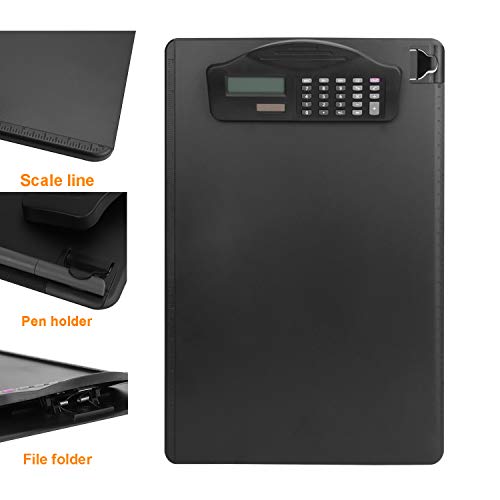 Porte-bloc A4 avec calculatrice intégrée et rangement plastique pour documents de bureau - 6