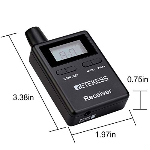 Retekess TT109 Sistema de Guia Turística Inalámbrico, Sistema de Traducción para Iglesia, Interpretación, Entrenamiento, Corte, Largo Alcance, 2.4GHz, Sonido Claro, 1 Transmisor y 10 Receptores miniatura 6