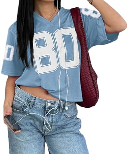 Jersey Shirts for Women Oversized Graphic Tees Cute Number Jersey...