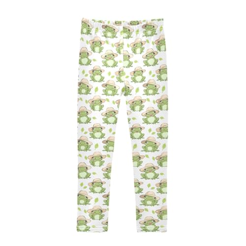 Cute Frog Seamless Girls Leggings Kids Yoga Pants Athletic Tights Pants 4-10 Years