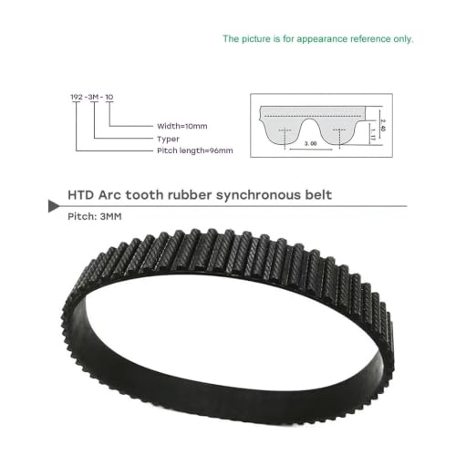 Correa HTD 3M 606mm de bucle cerrado que elimina el deslizamiento en transmisiones de 12mm 3