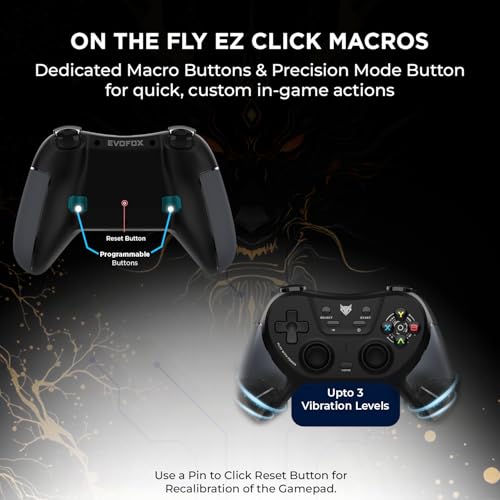 Image of EvoFox One S V2 Universal 3-Mode Wireless Gaming Controller, HallSense Precision Joysticks, Bluetooth 5.0, 2.4GHz, Fast Type-C Charging for PC, Mobile, Android TV - Black