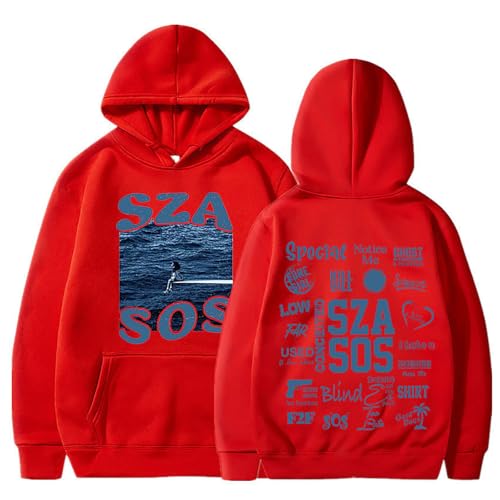 Sweat SZA SOS en coton thermique lourd imprimé vintage rouge taille 4TG