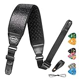 LEKATO Guitar Straps for Electric Guitar Bass, 3.5' Wide Sparkle Glitter Padded with 3D Sponge Filling Bass Guitar Straps Adjustable Length from 45' to 54' with Strap Locks, Picks