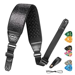 LEKATO Guitar Straps for Electric Guitar Bass, 3.5″ Wide Sparkle Glitter Padded with 3D Sponge Filling Bass Guitar Straps Adjustable Length from 45″ to 54″ with Strap Locks, Picks - Les Beatles, Paul McCartney, John Lennon, RIngo Starr, George Harrison