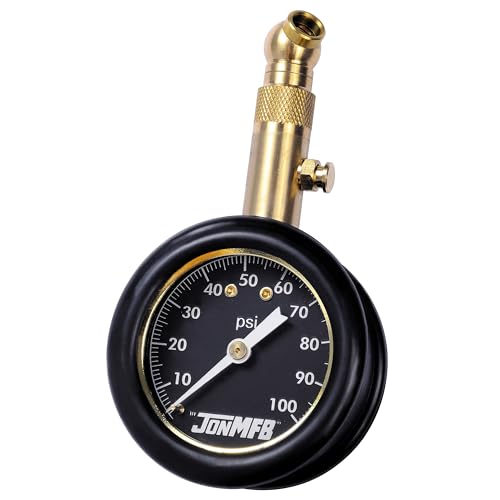 Tire Pressure Gauge for Cars and Trucks. 0-100 PSI Calibrated to ANSI B.40.1 Accuracy. Large 2 Inch Easy to Read Gauge and 360 Degree Rotation for Easy Connection.