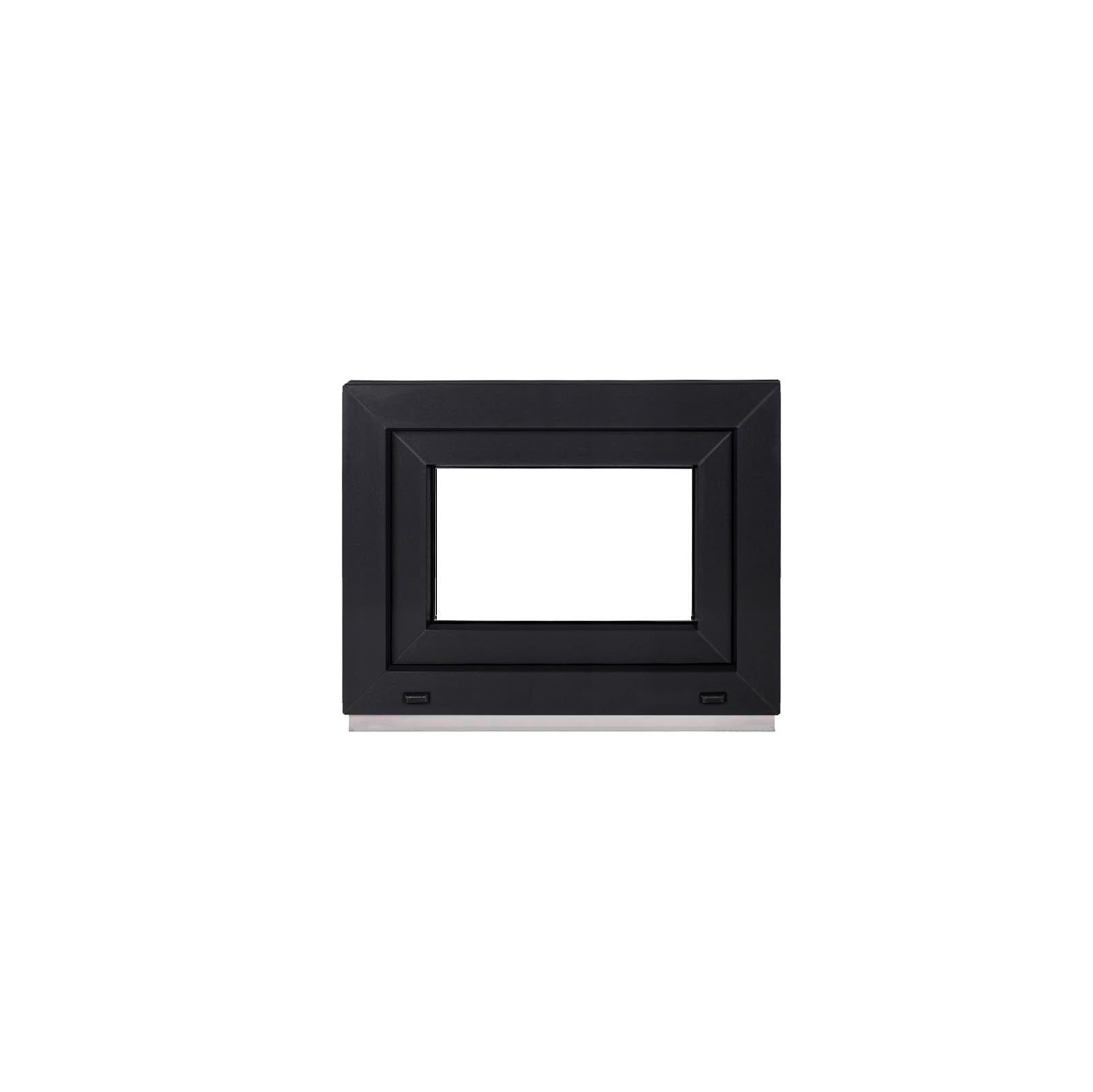 Ventana de Sótano, Ventana pequeña, interior Blanca/exterior Antracita, 65 x 50 cm (650 x 500 mm), Doble Acristalamiento, Cristal Transparente (32 mm), Oscilobatiente, DIN Derecha