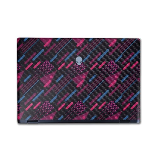 Image of Carbon Fiber Laptop Skin Compatible with Alienware M16 R2 (2024) - Magenta Rain - Premium 3M Vinyl Protective Wrap Decal Cover - Easy to Apply | Crafted in The USA by MightySkins