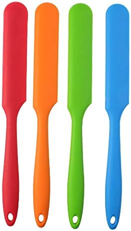 4pcs Silicone Spatula Set Heat Resistant Cake Cream Butter Spatulas Mixing Batter Scraper Non-Stick Flexible Baking Cooking Tool 4 Colors (multicolor)