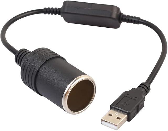 USB to Cigarette Lighter Adapter 5V USB to 12V Socket Female Converter Adapter Cord For Car Cigarette Lighters Driving Recorder DVR Dash Camera GPS