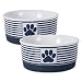 DII Bone Dry Paw Patch & Stripes Ceramic Pet Bowl for Food & Water with Non-Skid Silicone Rim for Dogs and Cats (Small - 4.25" Dia x 2"H) Nautical Blue - Set of 2