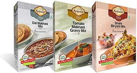 Karamat Good Feast Combo, No Artificial Colour & Preservatives, Dal Makhani Mix + Tomato Makhani Gravy Mix + Shahi Biryani Mix, Gravy Mix, Pantry Items, Ready to Cook, Biryani Spice Mix(Pack of 3)