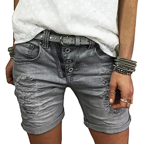 ORANDESIGNE Jeans Short Damen High Waist Denim Bermuda-Shorts Basic Stretch...