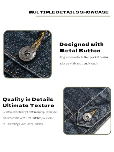 Image of Denim Jacket Men Vintage Autumn and Winter Tops Mens Denim Trucker Jacket