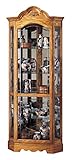 Howard Miller Wilshire Curio Cabinet, Golden Oak Finish with Lights Storage Cabinet - Adjustable Glass Shelves, Level Display Cases for Decorative Items, Collectibles, Living Room & Office