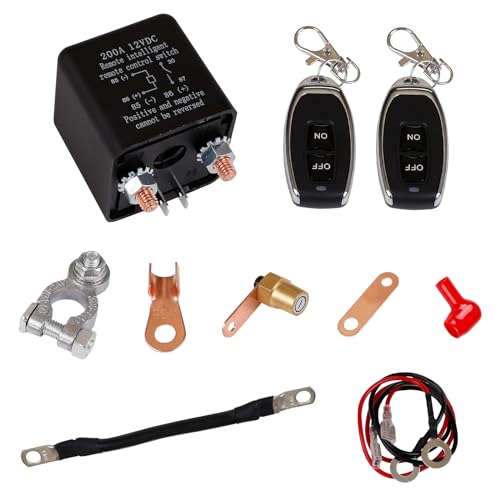 車用リモートバッテリーディスコネクトスイッチ ワイヤレスリモートバッテリー切断スイッチ キャンピングカーの海洋のトラックのトレーラー RVのためのスイッチを殺して下さい DC 12V 200A バッテリーの消耗を防ぐ 盗難防止 2つのキーを使って