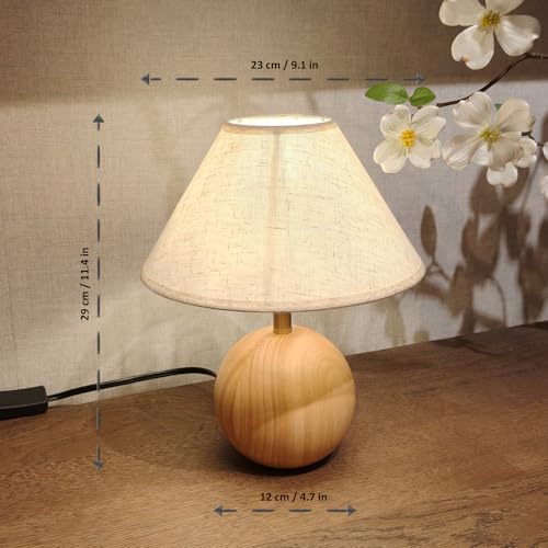 Lámpara de mesa con base de madera y pantalla de lino miniatura 6