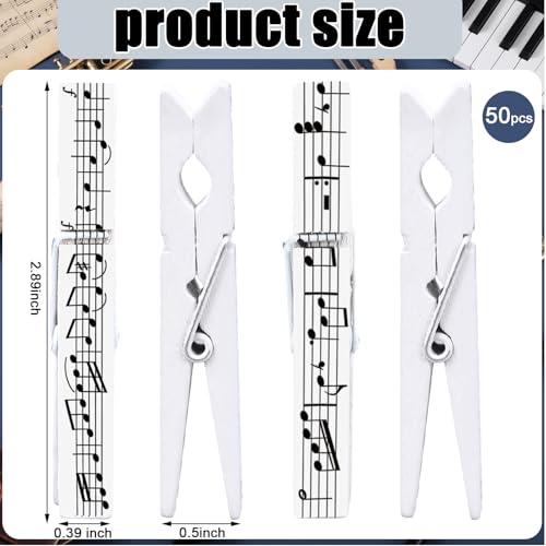 Bucherry 50 Pcs Music Sheet Clothespins Book Wooden Clips Funny Music Teacher Gifts Book Page Sheet Holder Bookmark for Desk Bookmark Office School Stationery Accessories - Thumbnail 3