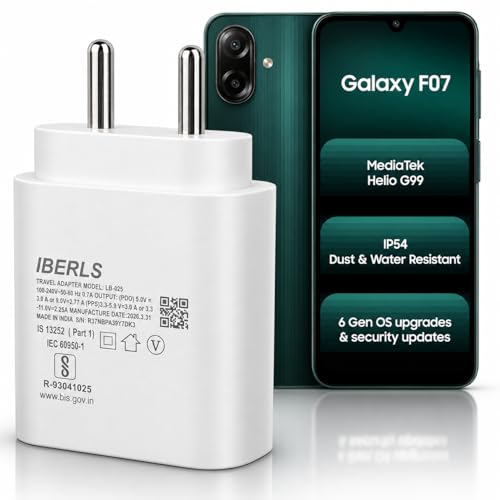 Image of 25W Pd 3A Type-C Super Fast Charging Adapter Compatible with Galaxy F07 /F70e /F17 /F06 /F36 /F56 /F16 /F15 /F05 /F55 /F13 /Tablet /Galaxy Watch- Charge Your Device with 25 Watt USB C Fast Charger- White