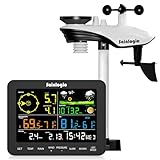 Sainlogic Weather Stations Wireless Indoor Outdoor SA6, Weather Station with Rain Gauge and Wind Speed, Weather Forecast, Temperature, Air Pressure, Humidity, Moon Phase, Alarm Clock(No WiFi)