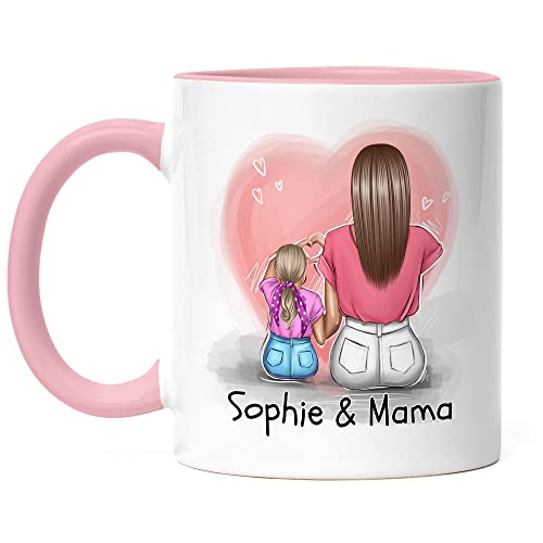 Personalisiert Oma Tasse – Mit 2 Herzen & Namen, 320 Ml, Keramik, Spülmaschinengeeignet