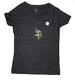 Team-Logo auf der Vorderseite Reebok Minnesota Vikings Womens Grey Distressed Primary Logo V-Neck T-Shirt X-Large