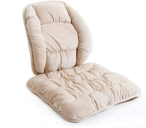 Warm Low Back Lumbar Supports And Nonslip Chair Seat Pads Cushion Pain Relief Back Rest Lumbar Cushion Pillow For Office,Dinning Chair,Car Seats-Beige