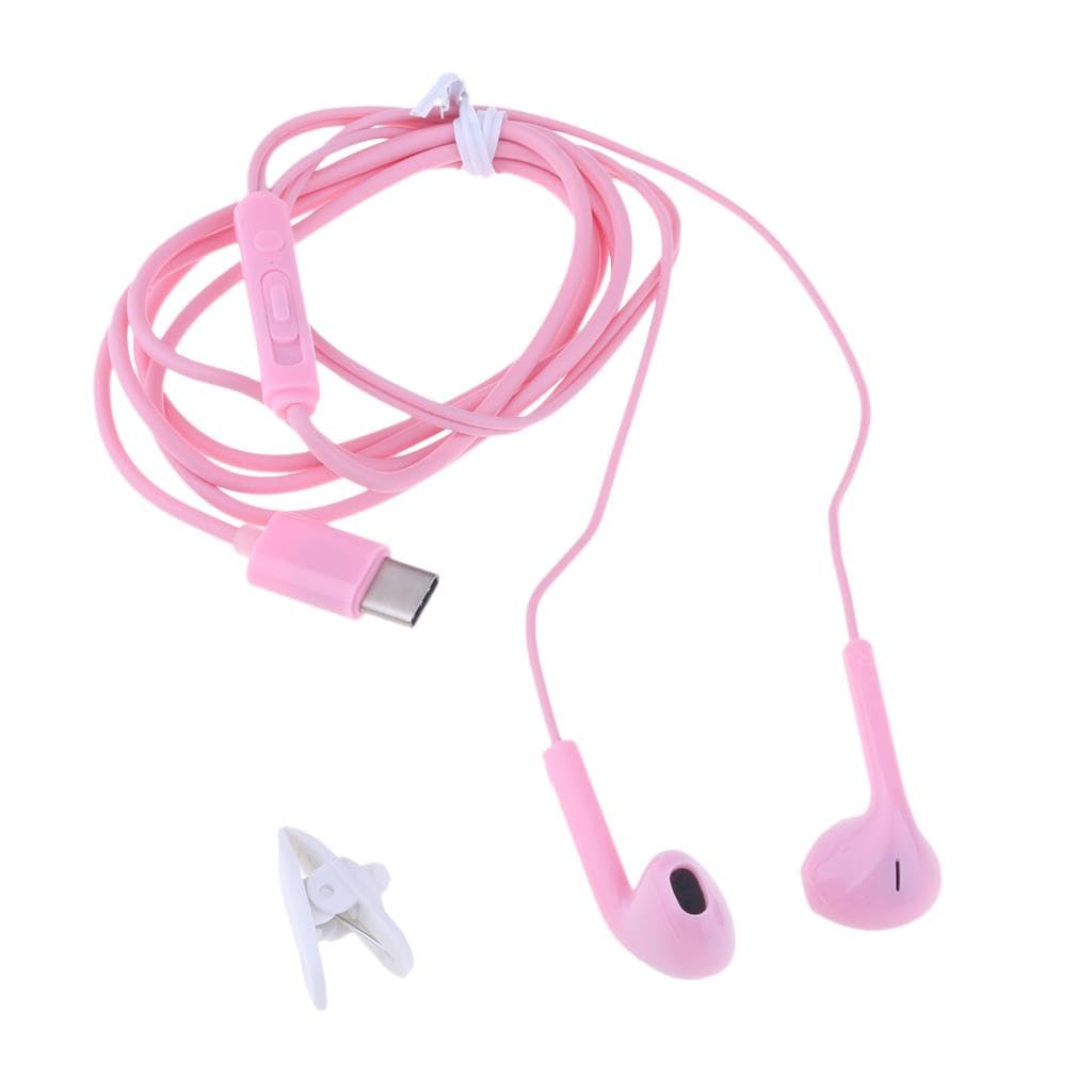 CALANDIS™ USB Type C Earphones Earbuds with Mic Stereo Bass Noise Cancelling Headphones Gym Sports Headsets for Google Pixel 2/XL, HTC 10/U11, Essential Phone and Type-c Devices,Pink 4