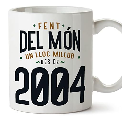 MUGFFINS Tazas 2004 Cumpleaños - En Catalán - Fent del Món un Lloc Millor - 11 oz / 330 ml - Regalo original y divertido