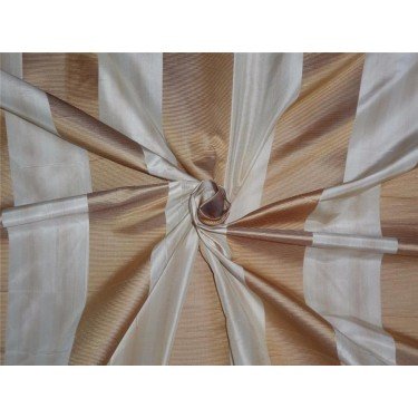 Taffetas de soie jacquard rayé crème et caramel, l'étoffe de vos souvenirs