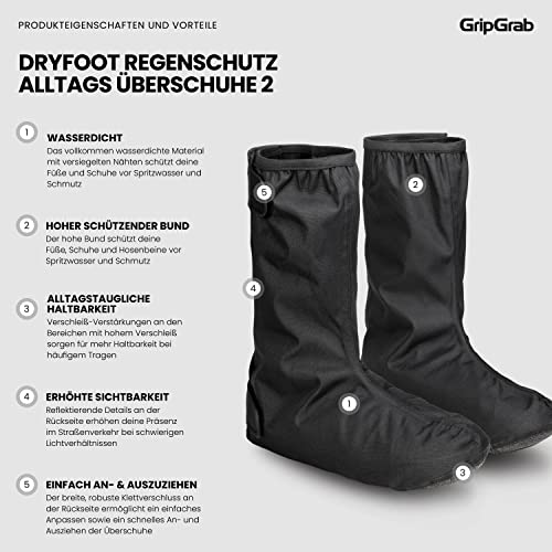 GripGrab Dryfoot 2 Überzieher Schuhe Regen Fahrrad Überschuhe Wasserdicht Regenschutz Gamaschen Überzug Alltagsschuhe – Bild 3