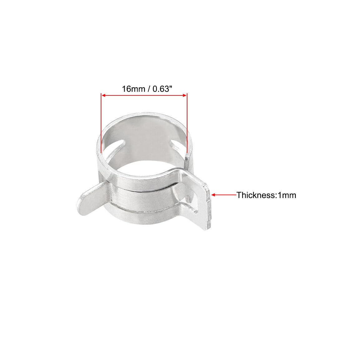 Tool Parts and Accessories Steel Band Clamp 16mm Hose Tube Spring Clips Clamp Silver Manganese Steel 30Pcs (#CN-140824-14762)