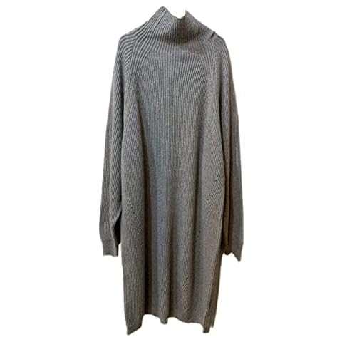YTR6RTW Autumn Winter Thicken Loose Female Sweater Dress Elegant Long Sleeve Turtleneck Women Knitted Dress Gray One Size Cover