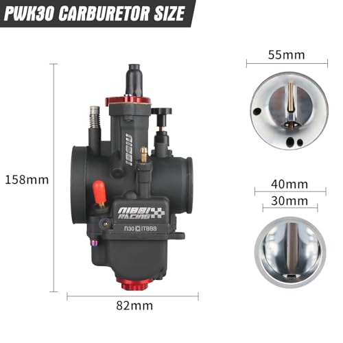 Image of NIBBI PWK 30mm Carburetor with Three Main Jets and One Pilot Jet of Performance Racing Carburetor for Replace Keihin or mikuni Carburetors
