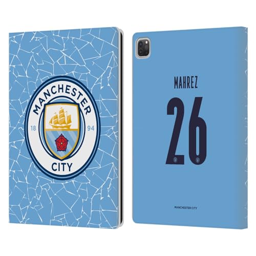 Head Case Designs Officially Licensed Manchester City Man City FC Riyad Mahrez 2020/21 Players Home Kit Group 1 Leather Book Wallet Case Cover Compatible with Apple iPad Pro 13 M4 2024