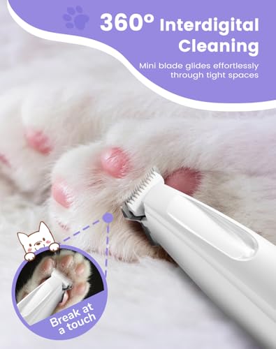 PAPMINI Dog Paw Trimmer with LED Light, 35dB Low Noise Paw Trimmers for Dog's Feet, 2 Speed Safety Electric Dog Clippers for Grooming, Rechargeable Cat Shaver for Paws, Ears, Face, Rump image 6