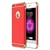 iPhone 6s Plus/6 Plus Case RANVOO Stylish Slim Hard Case with 3 Detachable Parts for Apple iPhone 6s Plus/6 Plus, Chrome Gold and Matte RED, [Clip-ON]
