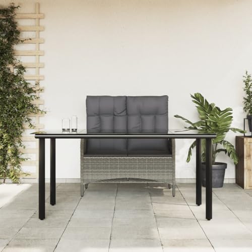 CKioict Muebles terraza Exterior Muebles terraza Sofa Exterior Juego de Comedor jardín 2 pzas con Cojines ratán sintético grisPara terrazas, Balcones, Jardines