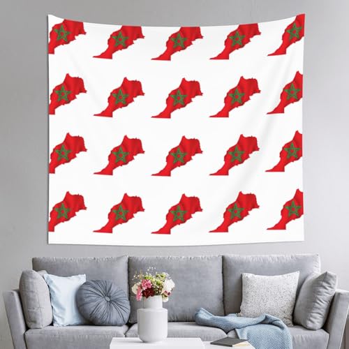 Tissu mural drapeau Maroc pour cacher un mur blanc et personnaliser sa chambre