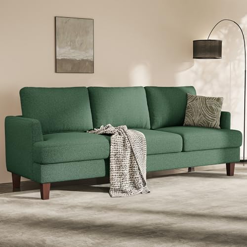 Busaurus Green 3 Seater Mid Century Modern Sofa, 89' Upholstered Couch with Deep Seats, Armrests, Comfy Furniture for Living Room