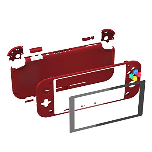 Image of eXtremeRate Soft Touch Scarlet Red DIY Replacement Shell for Nintendo Switch Lite, NSL Handheld Controller Housing w / Screen Protector, Custom Case Cover for Nintendo Switch Lite