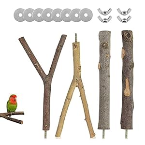 4 stuks zitstokken voor vogelkooien, natuurlijke zitstokken voor vogels, vogelkooi houten accessoires, vogelbaars…