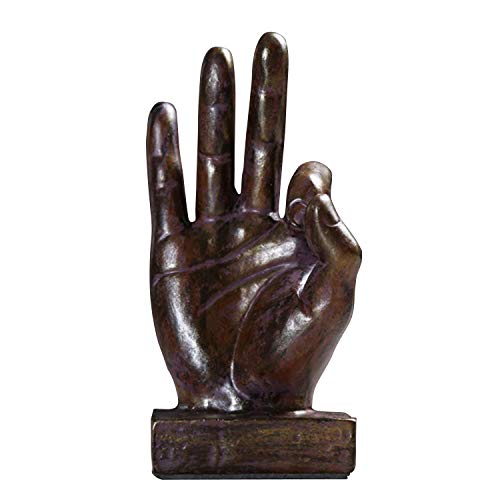 Lependor Hand Sculpture Decor Finger Statue Resin Desk Decorations for Home & Office - Brown Ok Fingers