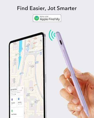 Image of ESR Geo Digital iPad Pencil Findmy Compatible with Apple iPad 2018-2026,with Easy Shortcuts for Apple iPad A16 /10 /9 /8 & Air 13 /11 & Pro 12.9 /13 /11 & Mini 7 /6 /5,Purple(No Wireless Charging)